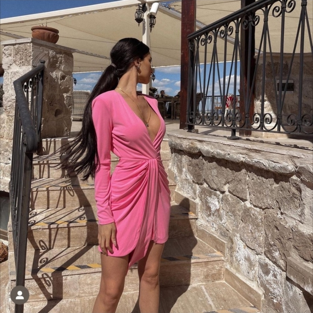 NWT Zara Pink Draped  Mini Dress - Picture 10 of 16